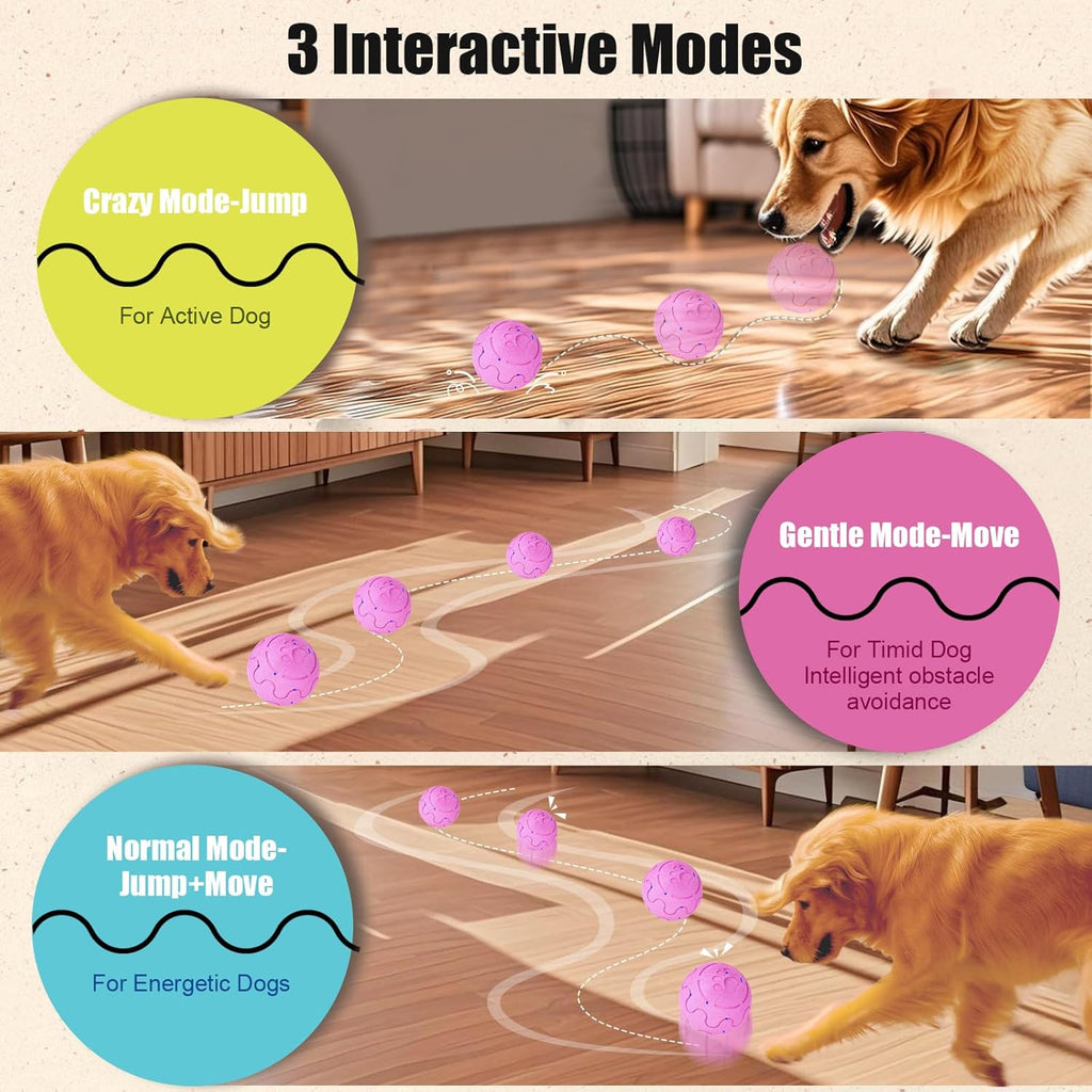 Interactive Dog Ball, Smart Dog Toy for Medium and Large Dogs, Automatic Moving, Rotating & Bouncing, E-TPU Material, IP54 Waterproof, Motion-Activated Dog Stimulation Toy to Keep Them Busy