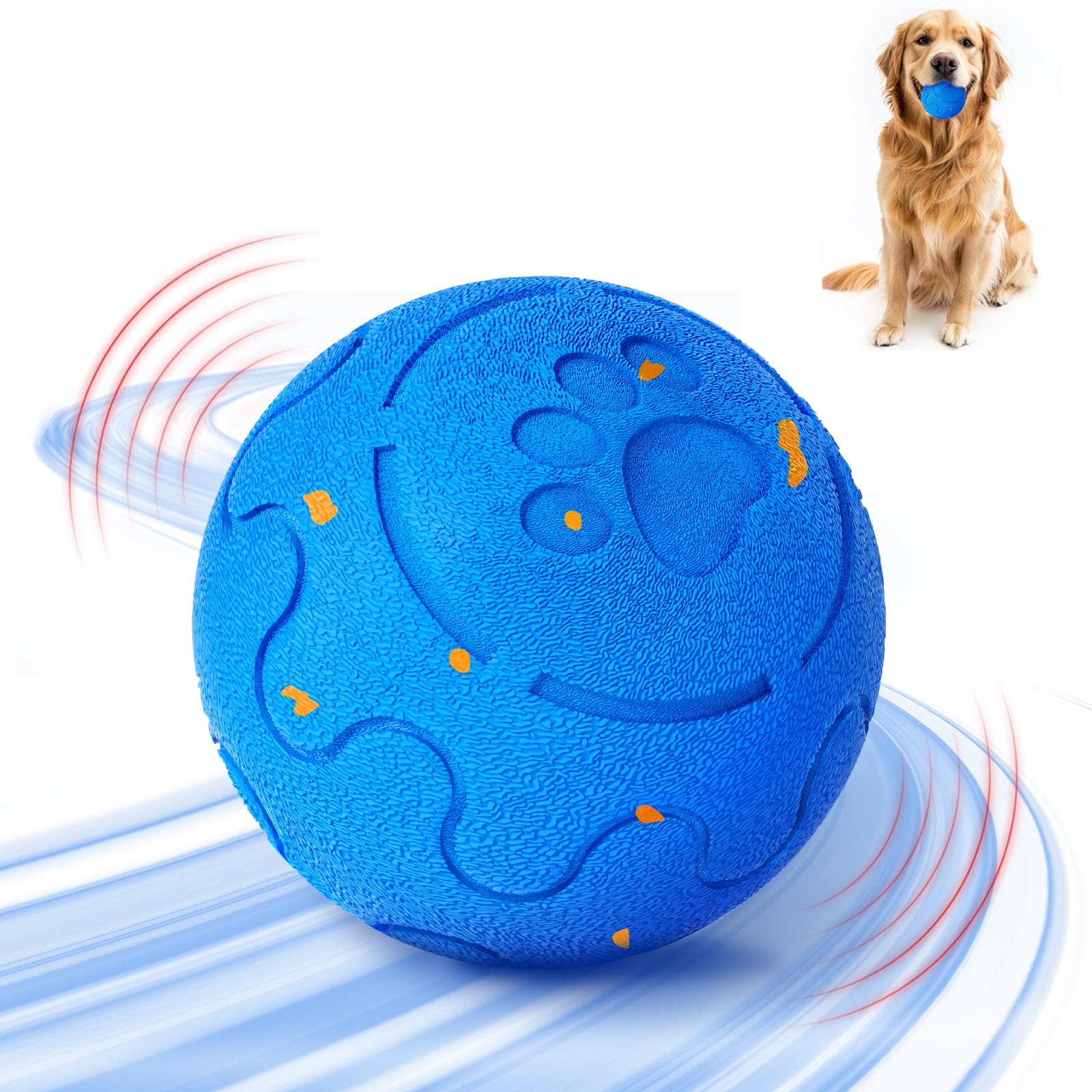Interactive Dog Ball, Smart Dog Toy for Medium and Large Dogs, Automatic Moving, Rotating & Bouncing, E-TPU Material, IP54 Waterproof, Motion-Activated Dog Stimulation Toy to Keep Them Busy